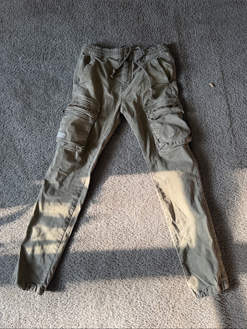 Men's ZARA Olive Cargo Jogger Pants - Drawstring Waist